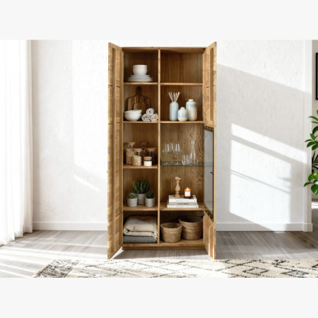 Tölgyfa szekrénysor, vitrin, polc és TV állvány  - 13