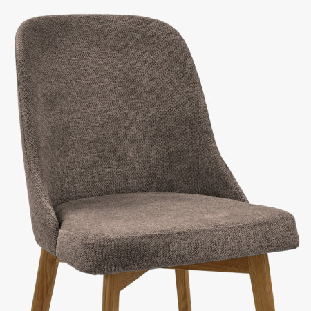 Elegáns étkezőszék szürkésbarna szövettel és tölgyfa lábakkal  - 5