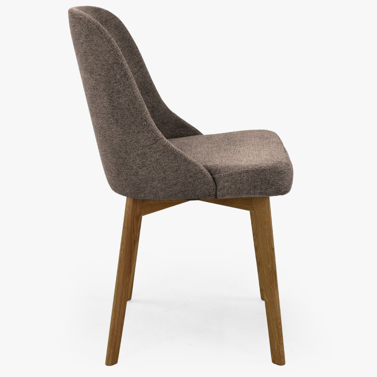 Elegáns étkezőszék szürkésbarna szövettel és tölgyfa lábakkal  - 6