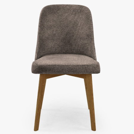 Elegáns étkezőszék szürkésbarna szövettel és tölgyfa lábakkal  - 7