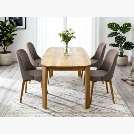 Elegáns étkezőszék szürkésbarna szövettel és tölgyfa lábakkal  - 14