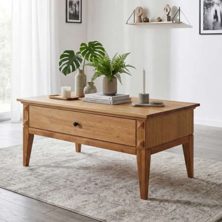 Tölgyfa dohányzóasztal lábakkal 100 x 60 cm  - 1