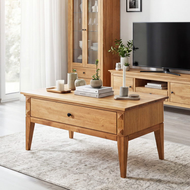 Tölgyfa dohányzóasztal lábakkal 100 x 60 cm  - 3