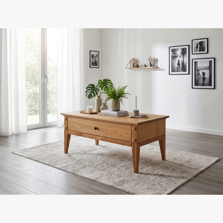 Tölgyfa dohányzóasztal lábakkal 100 x 60 cm  - 12