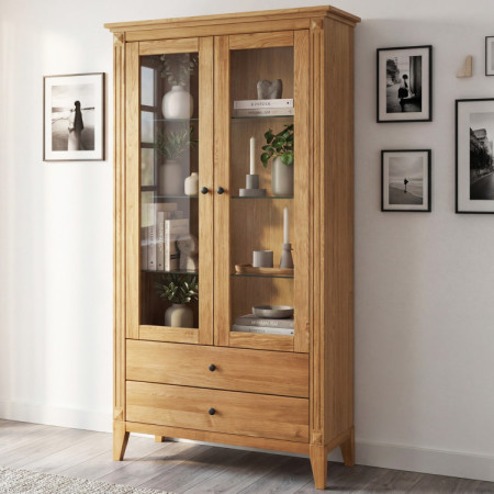 Dubtölgyes fiókos vitrin rusztikus stílusban  - 1