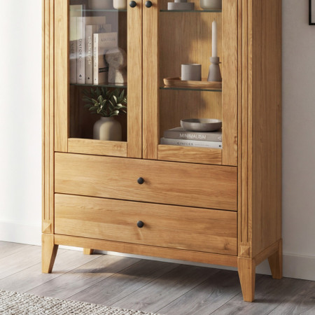 Dubtölgyes fiókos vitrin rusztikus stílusban  - 3