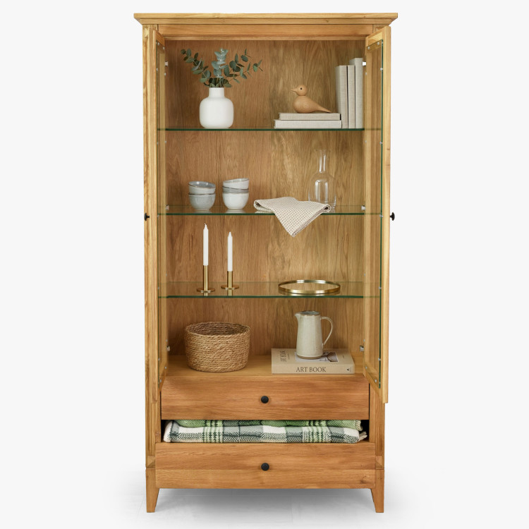 Dubtölgyes fiókos vitrin rusztikus stílusban  - 9