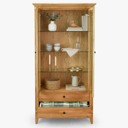 Dubtölgyes fiókos vitrin rusztikus stílusban  - 9