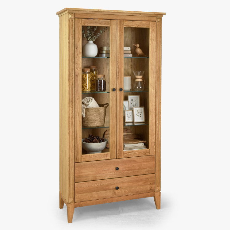 Dubtölgyes fiókos vitrin rusztikus stílusban  - 10