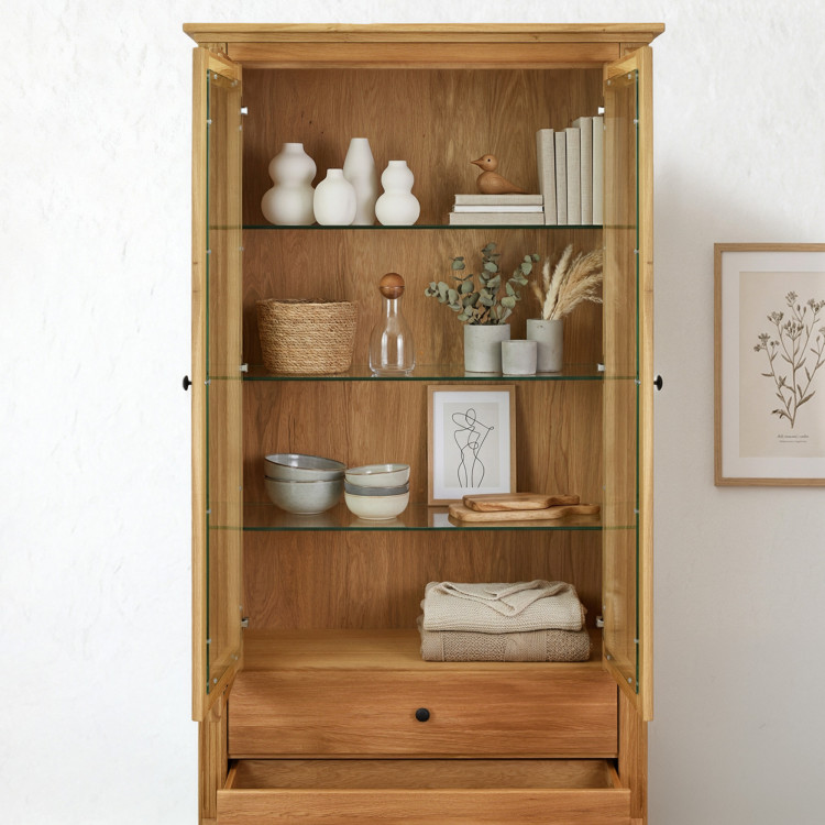 Dubtölgyes fiókos vitrin rusztikus stílusban  - 12