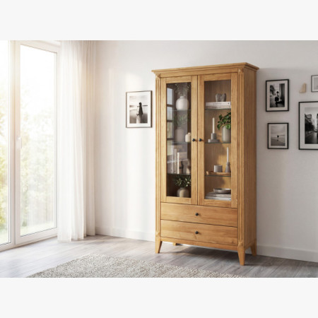 Dubtölgyes fiókos vitrin rusztikus stílusban  - 13