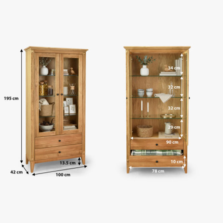 Dubtölgyes fiókos vitrin rusztikus stílusban  - 14