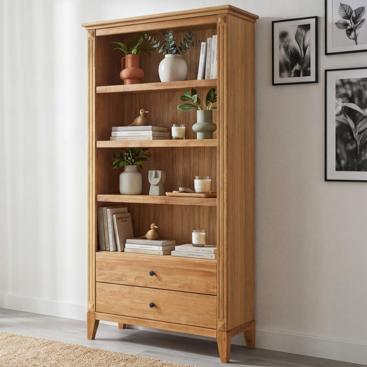 Tölgyfa polcos szekrény rusztikus északi stílusban  - 1