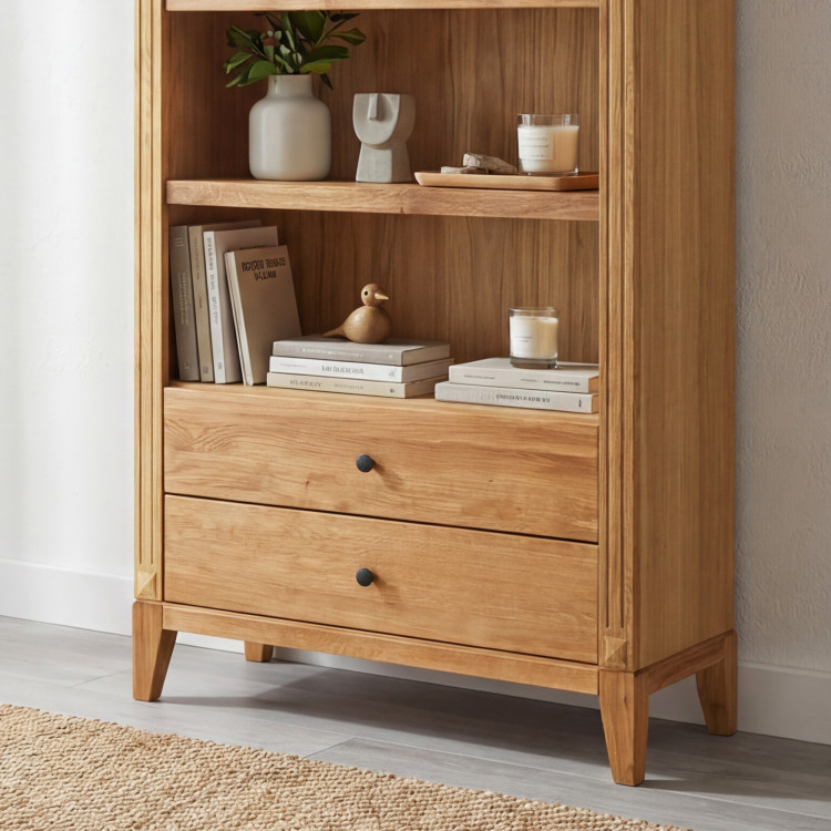 Tölgyfa polcos szekrény rusztikus északi stílusban  - 3