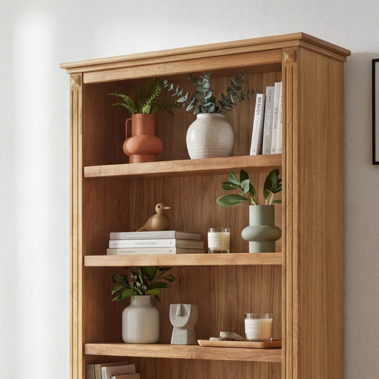 Tölgyfa polcos szekrény rusztikus északi stílusban  - 4