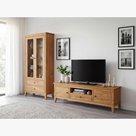 Tölgyfa polcos szekrény rusztikus északi stílusban  - 6