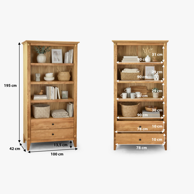 Tölgyfa polcos szekrény rusztikus északi stílusban  - 8