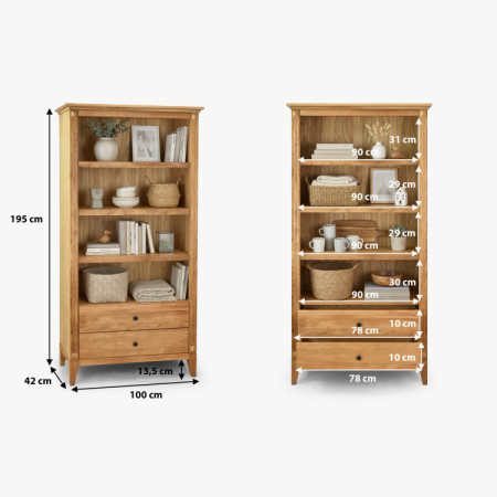Tölgyfa polcos szekrény rusztikus északi stílusban  - 8