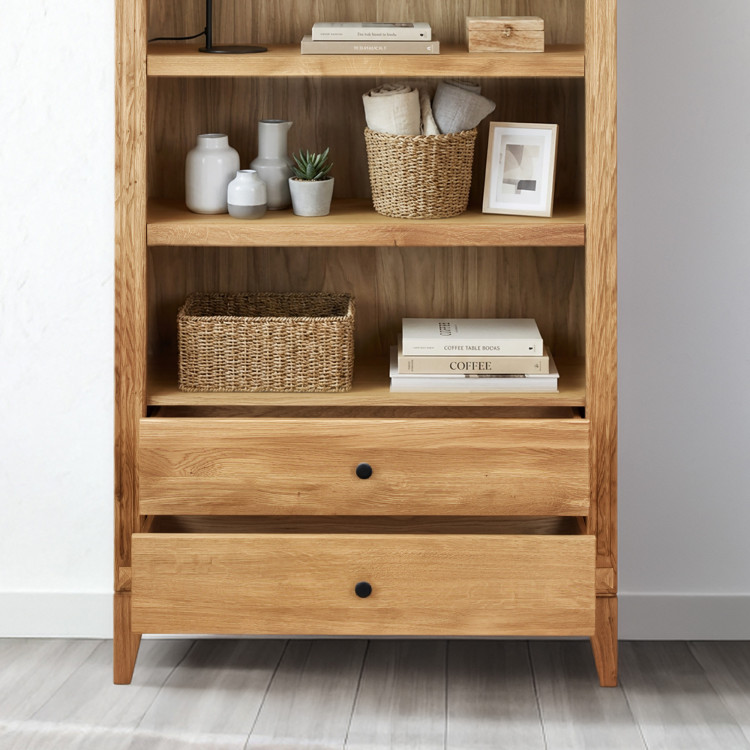 Tölgyfa polcos szekrény rusztikus északi stílusban  - 14