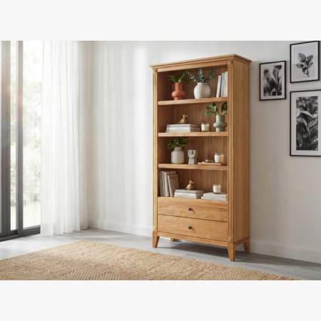 Tölgyfa polcos szekrény rusztikus északi stílusban  - 15