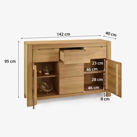 Tölgyfa komód ajtókkal és fiókokkal  - 12