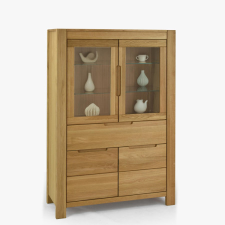 Dub tölgy vitrines szekrény üveges ajtókkal és fix  - 4