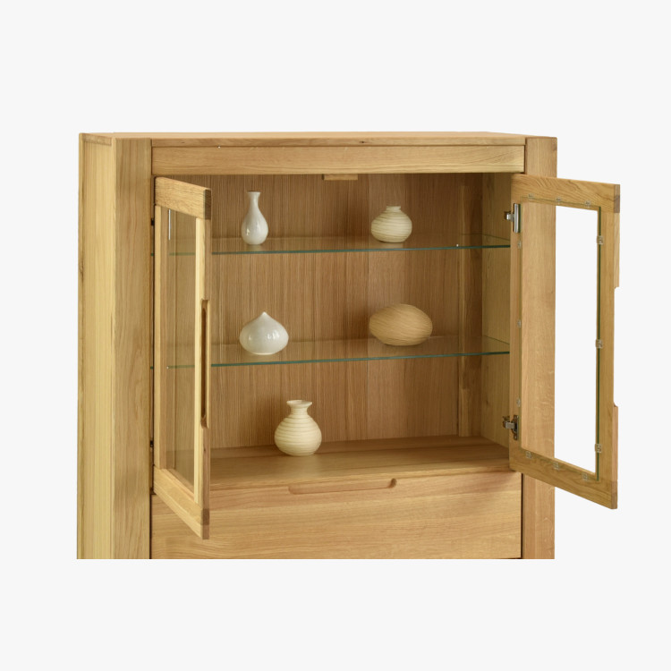 Dub tölgy vitrines szekrény üveges ajtókkal és fix  - 6