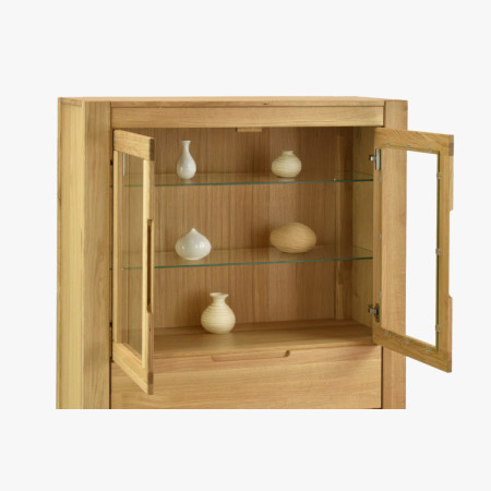 Dub tölgy vitrines szekrény üveges ajtókkal és fix  - 6