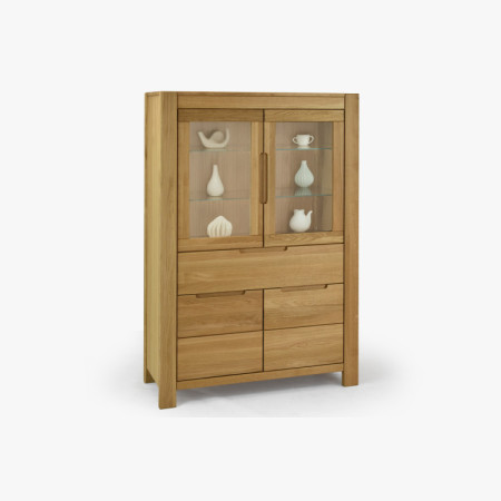 Dub tölgy vitrines szekrény üveges ajtókkal és fix  - 7