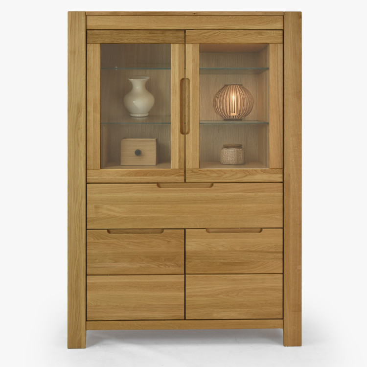 Dub tölgy vitrines szekrény üveges ajtókkal és fix  - 8