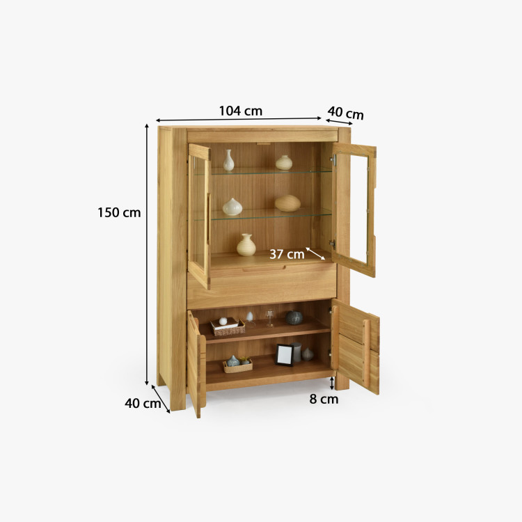 Dub tölgy vitrines szekrény üveges ajtókkal és fix  - 9