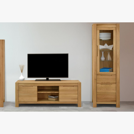 Dub tölgy vitrines szekrény üveges ajtókkal és fix  - 18