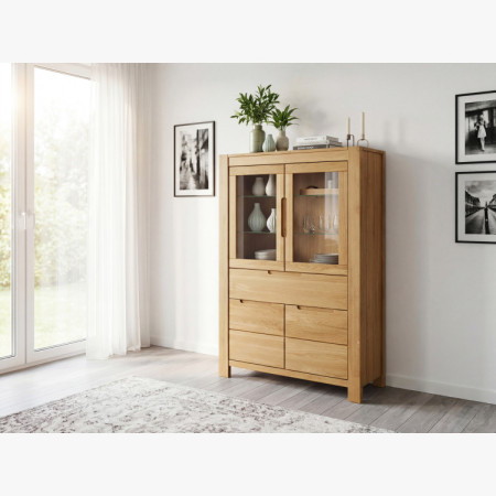 Dub tölgy vitrines szekrény üveges ajtókkal és fix  - 20