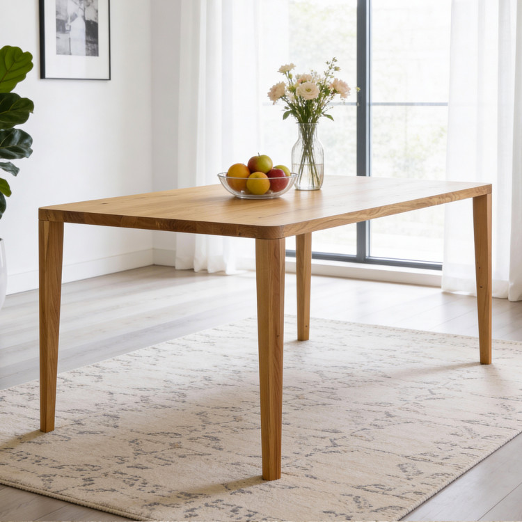 Étkezőasztal, lekerekített tölgyfa, 200 x 95 cm  - 1