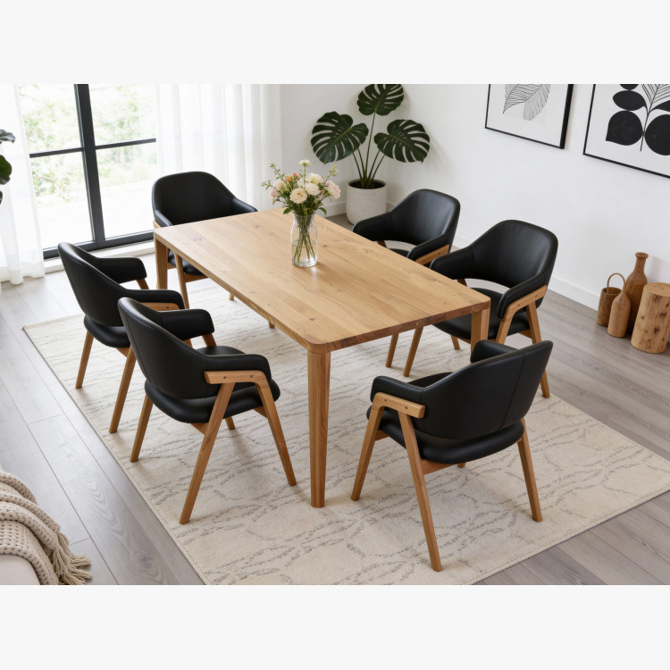 Étkezőasztal, lekerekített tölgyfa, 200 x 95 cm  - 12