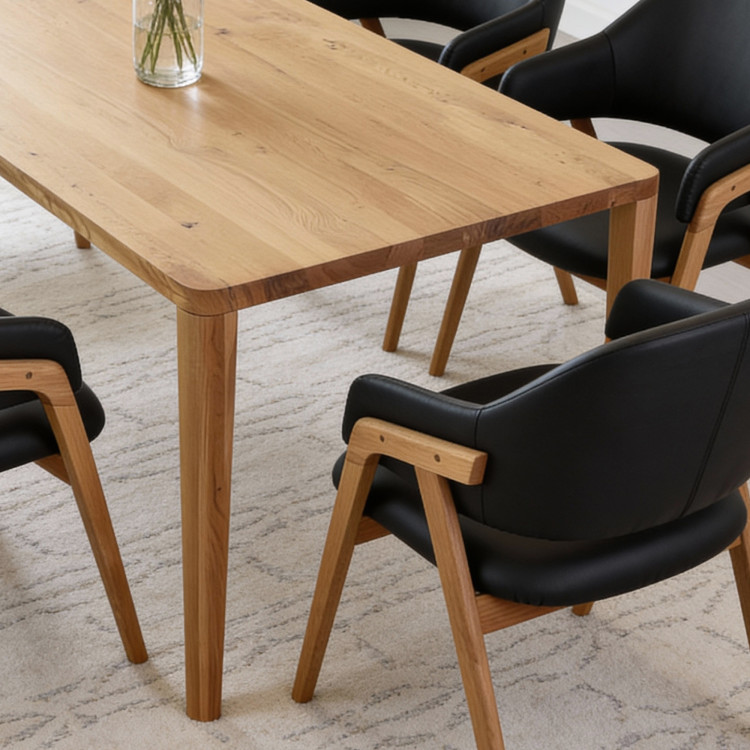 Étkezőasztal, lekerekített tölgyfa, 200 x 95 cm  - 13