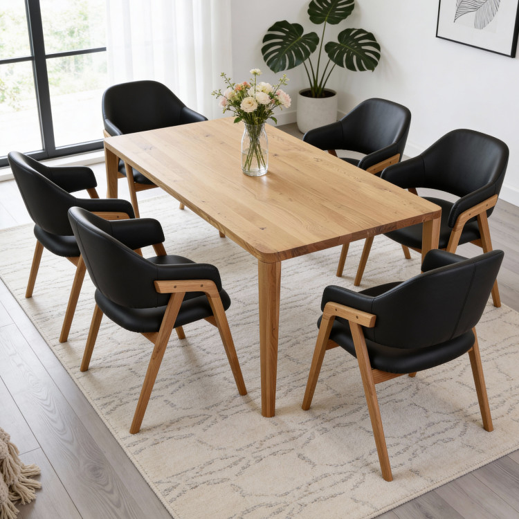 Étkezőasztal, lekerekített tölgyfa, 200 x 95 cm  - 14