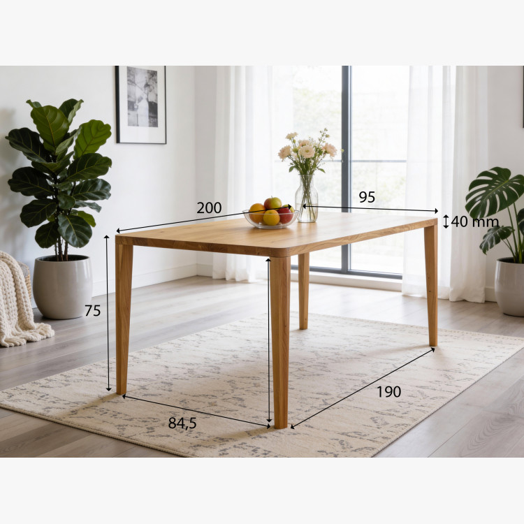 Étkezőasztal, lekerekített tölgyfa, 200 x 95 cm  - 19