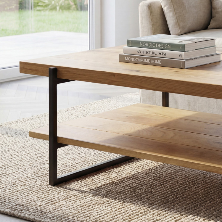 Masszív konferenciaasztal polccal, tölgy  - 2