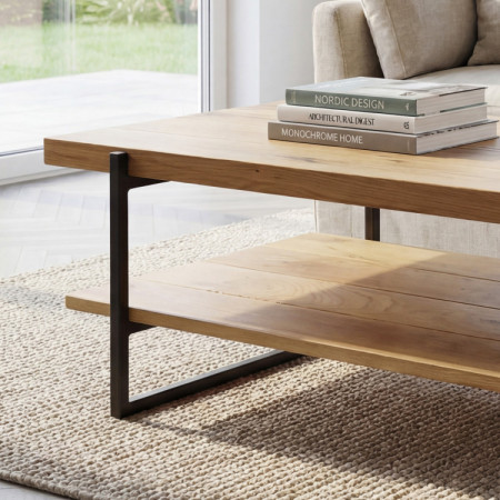 Masszív konferenciaasztal polccal, tölgy  - 2