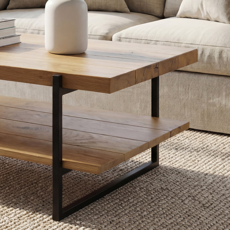 Masszív konferenciaasztal polccal, tölgy  - 3