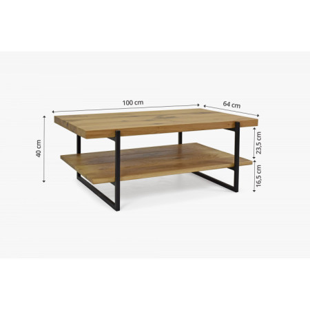 Masszív konferenciaasztal polccal, tölgy  - 10