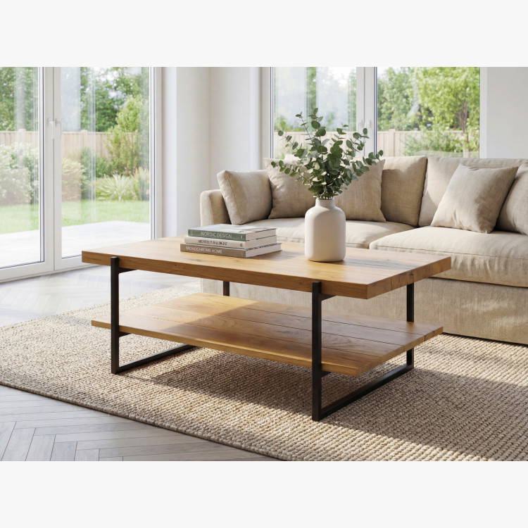 Masszív konferenciaasztal polccal, tölgy  - 11