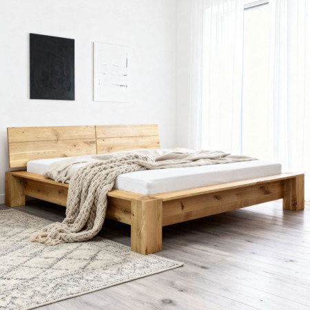 Tömör tölgyfa ágy 180 x 200 cm  - 1