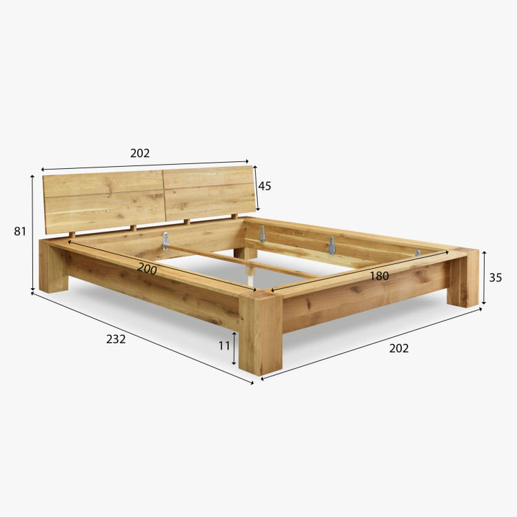 Tömör tölgyfa ágy 180 x 200 cm  - 13