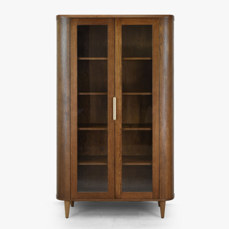 Kétajtós üveges vitrin dió színben  - 8