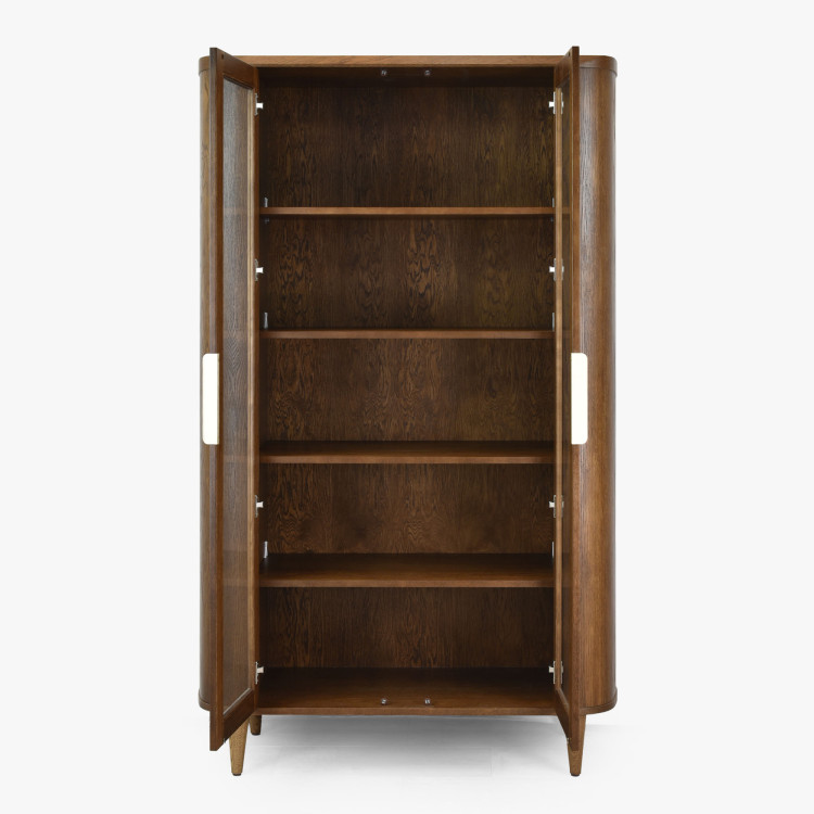 Kétajtós üveges vitrin dió színben  - 9