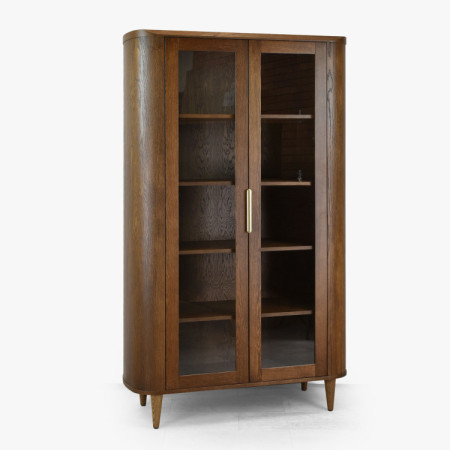 Kétajtós üveges vitrin dió színben  - 10