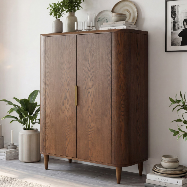 Tálalószekrény két ajtóval dió színben  - 1