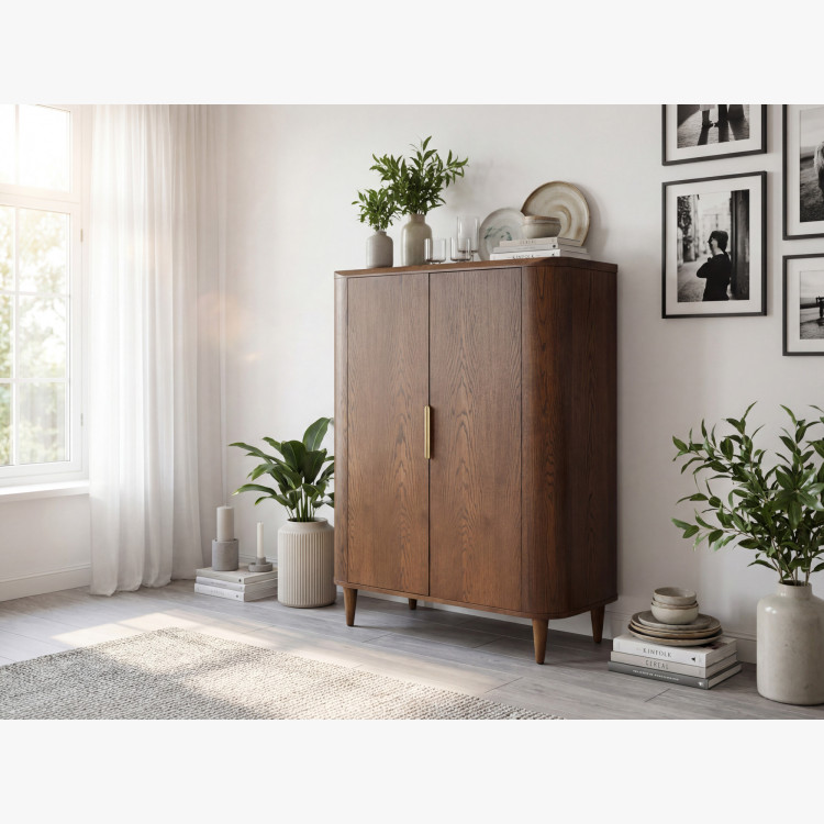 Tálalószekrény két ajtóval dió színben  - 11